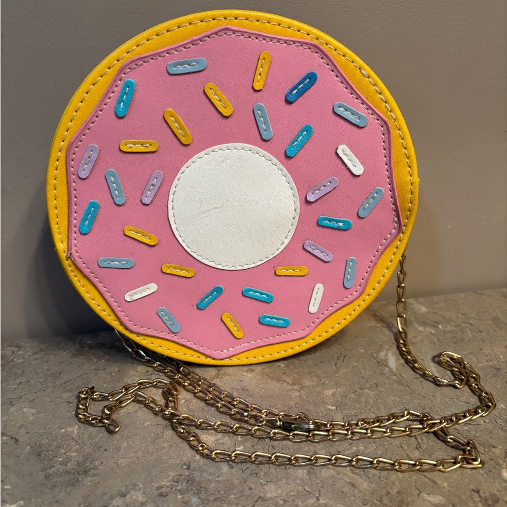 Pink Donut Crossbody Bag with Chain Strap